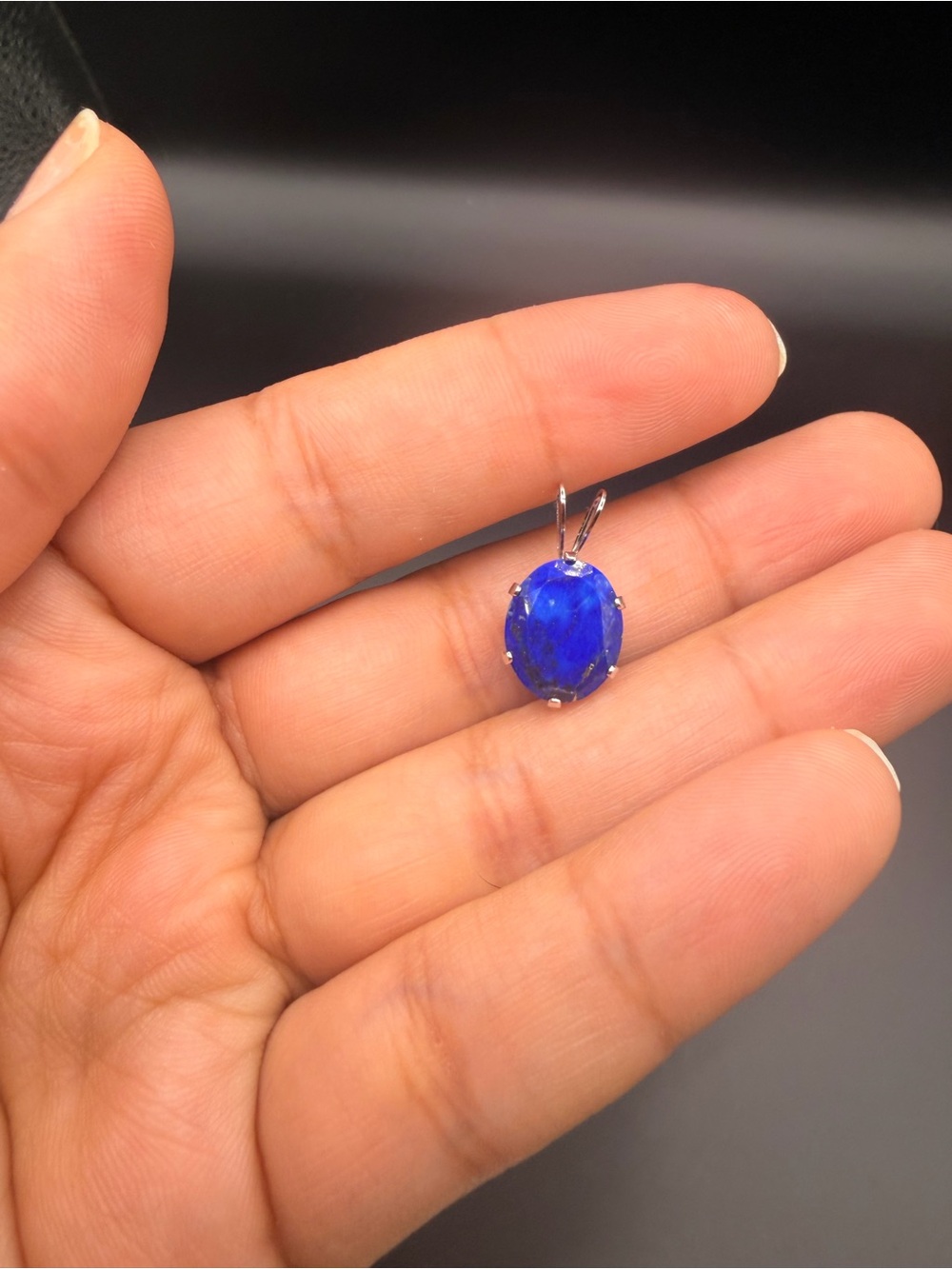 10k White Gold 3 Ct Lapis Lazuli Pendant.